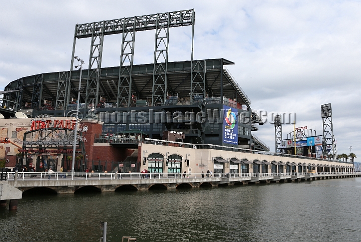 122912 Kraft SA-005.JPG - Dec 29, 2012; San Francisco, CA, USA; General view of McCovey Cove and AT&T Park before the 2012 Kraft Fighting Hunger Bowl at AT&T Park.